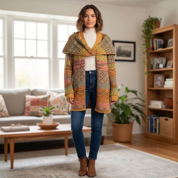 IVKO Autumn Tones wool Knit Cardigan- Anthropologie- small - Picture 2 of 5